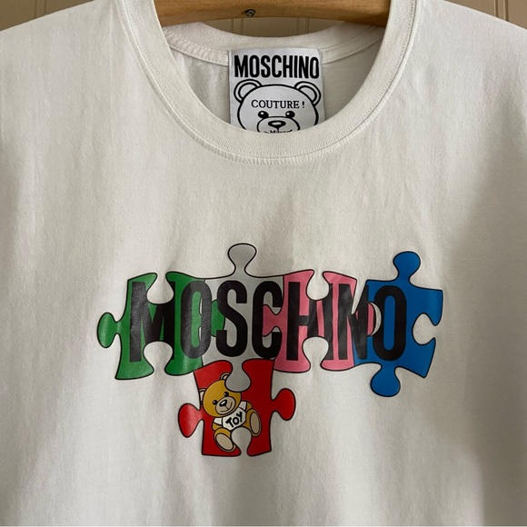 Moshchino Coutour Oversized 100% Cotton Teddy Puzzle T-shirt Size XL-4XL - Picture 3 of 7